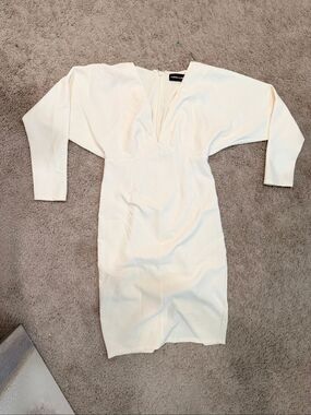 Gabrielle Union White Long Sleeve Cutout Bodycon Mini Dress Size Medium M